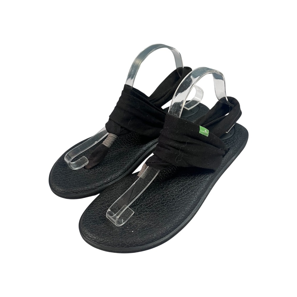 Sanuk Yoga Sling 2 Black Knit Strap Comfort Sandals Womens 10 SWS1001